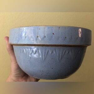 Antique Ruckels Mixing Bowl Blue Farmhouse Primitive Country 6.75 X 3.75” *Flaw